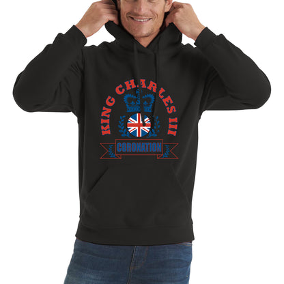 King Charles III 2023 Coronation God Save The King Royal Crown CR III His Majesty Union Jack Uk Flag Unisex Hoodie