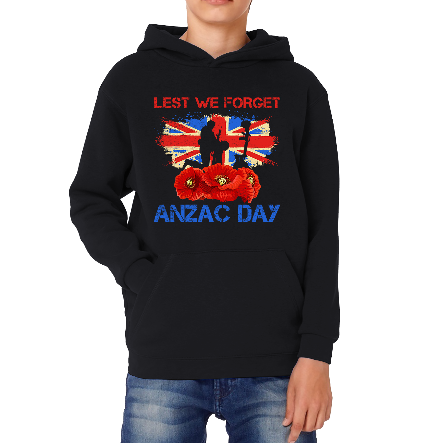 Poppy Flowers Lest We Forget Anzac Day British Veterans Remembrance Day Hoodie