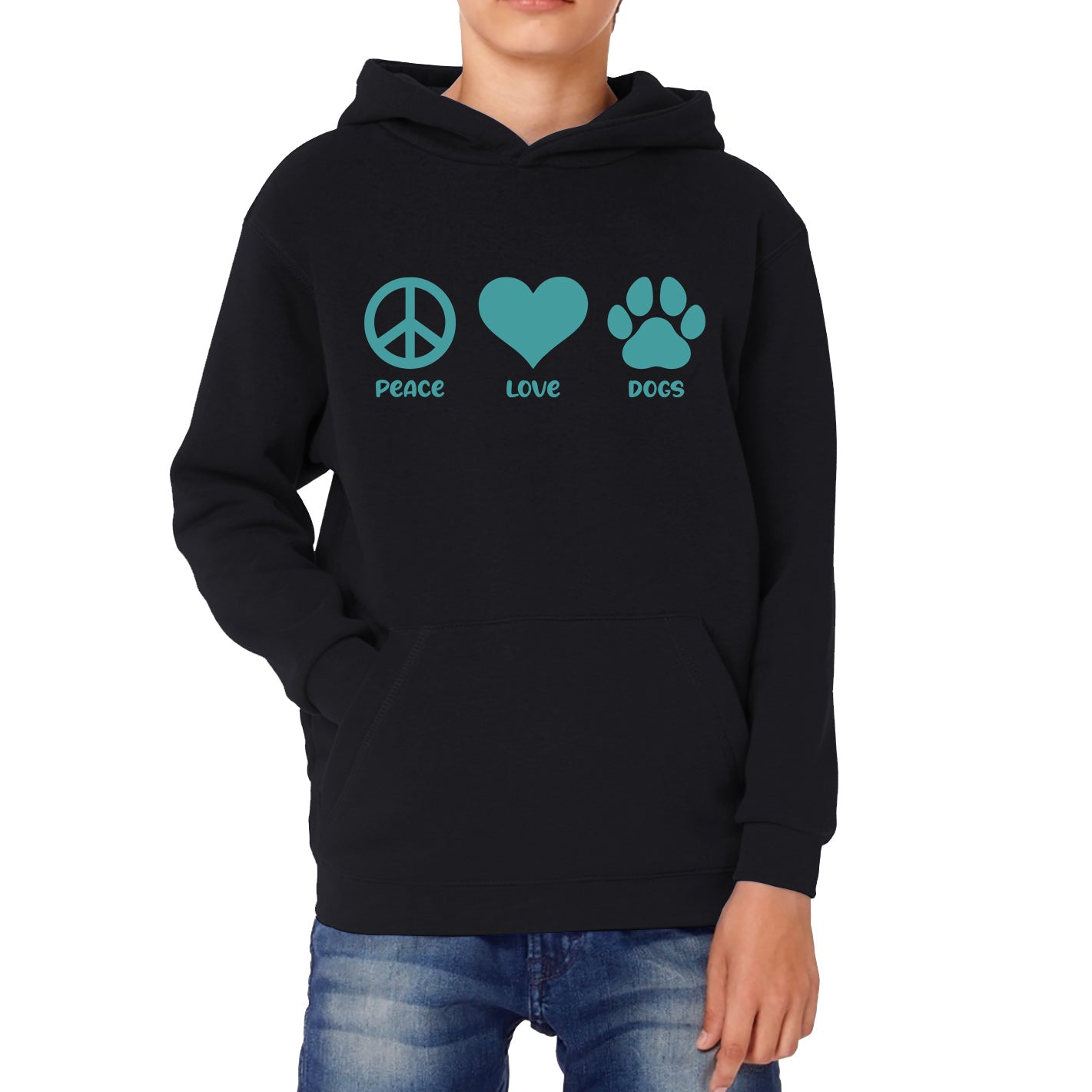 Peace Love Dogs Dog Paws Funny Dog Lovers Animal Pet Peace Logo Kids Hoodie
