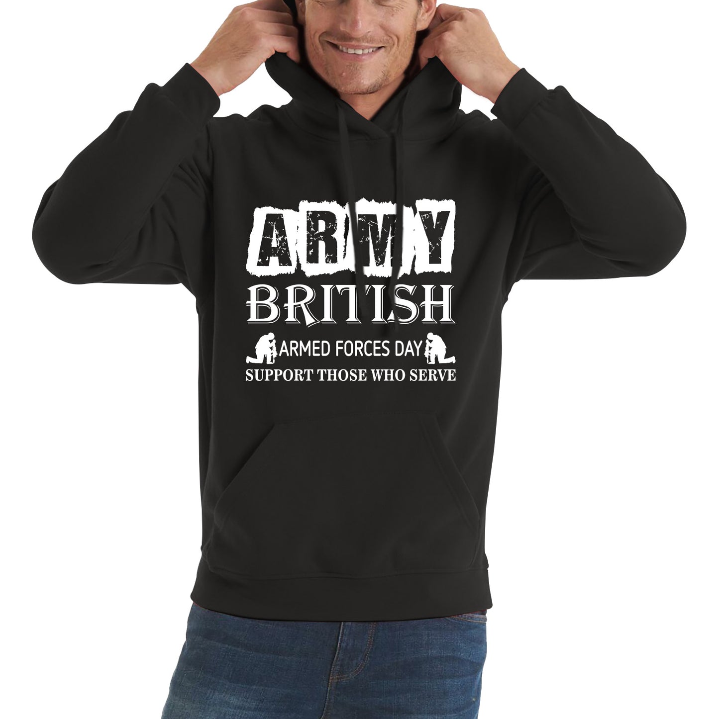 Army British Armed Forces Day Support Those Who Serve Lest We Forget Remembrance Day Veterans Day Poppy Flower Unisex Hoodie