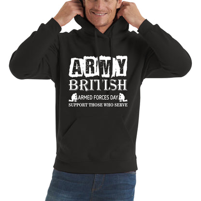 Army British Armed Forces Day Support Those Who Serve Lest We Forget Remembrance Day Veterans Day Poppy Flower Unisex Hoodie