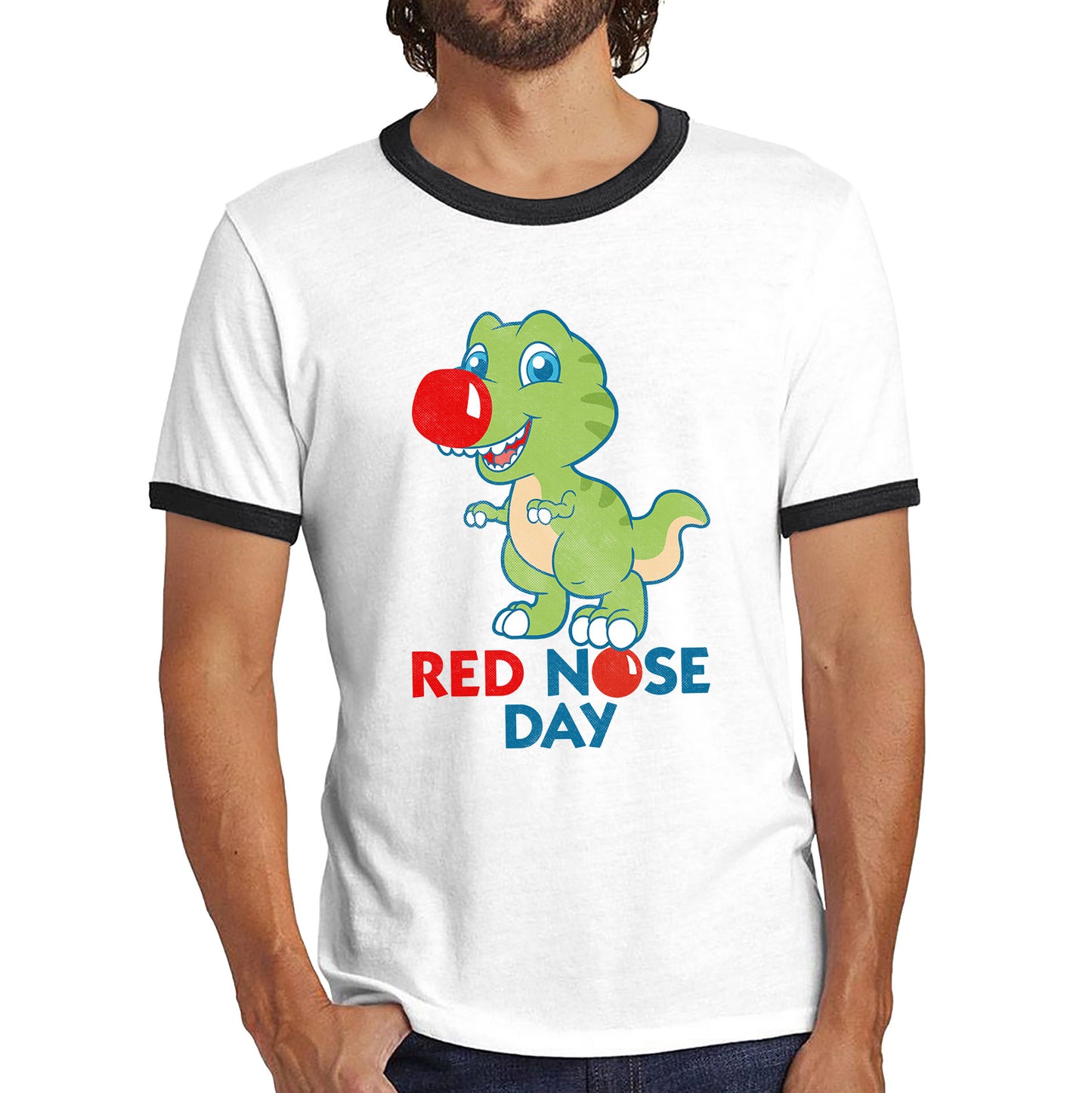 Red Nose Day T-rex Trex Lover's Gift Dynosaurs Dino Red Nose Day 2023 Ringer T Shirt