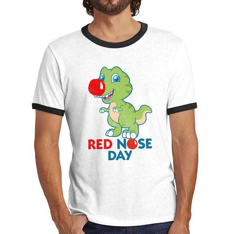 Red Nose Day T-rex Trex Lover's Gift Dynosaurs Dino Red Nose Day 2023 Ringer T Shirt