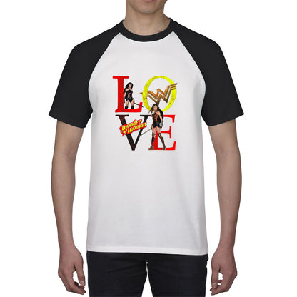 Love Wonder Woman Justice League Logo Wonder Woman Super Woman Comic Book Character DC Superhero Baseball T Shirt