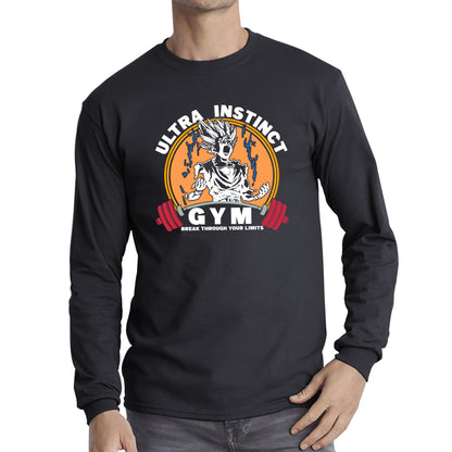 Ultra Instinct Gym Break Through Your Limits Dragon Ball Z Super Saiyan Goku Gym Training Bodybuilding Workout Long Sleeve T Shirt