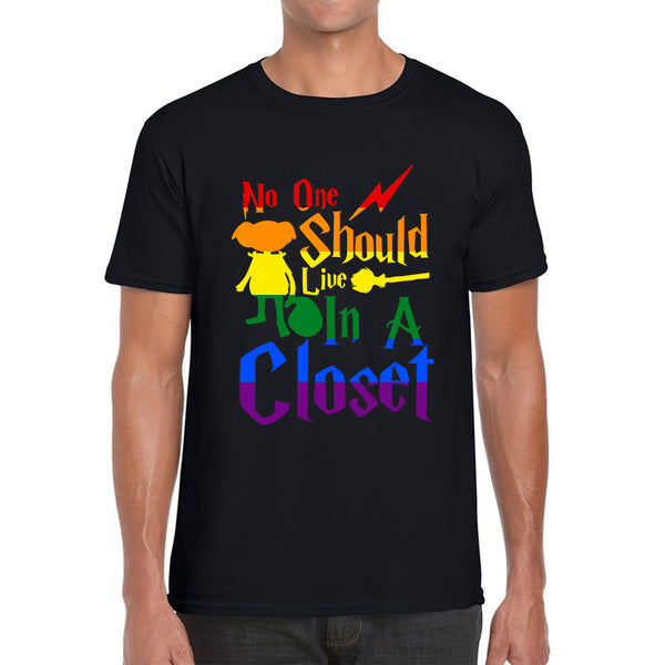 No One Should Live In A Closet Harry Potter LGBT Gay Pride Vintage Mens Tee Top