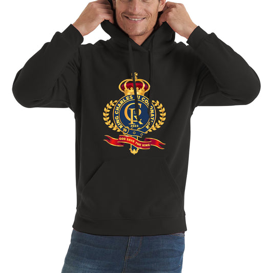 King Charles III Coronation 2023 CR III God Save The King Royal Crown United Kingdom Ruling Monarch Unisex Hoodie