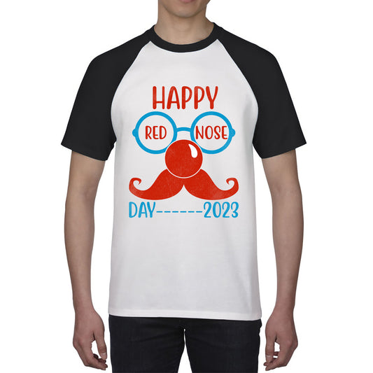 Happy Red Nose Day 2023 Glasses Moustache Child Poverty Awareness Party Wear Baseball T Shirt