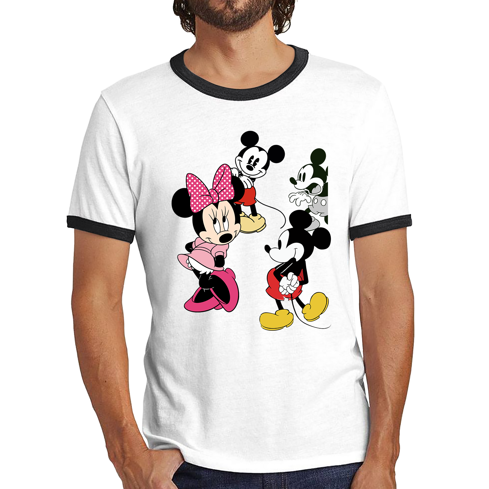 Disney Mickey & Minnie Mouse Disneyland Cartoon Characters Disney World Walt Disney Ringer T Shirt