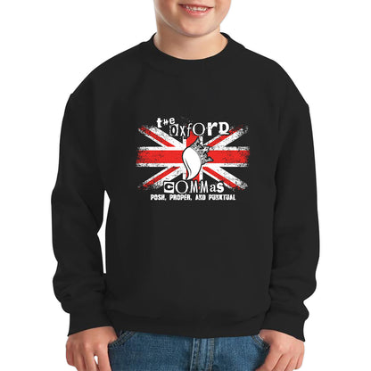 The Oxford Commas Push, Proper and Punktual Funny Grammar UK Flag Kids Jumper