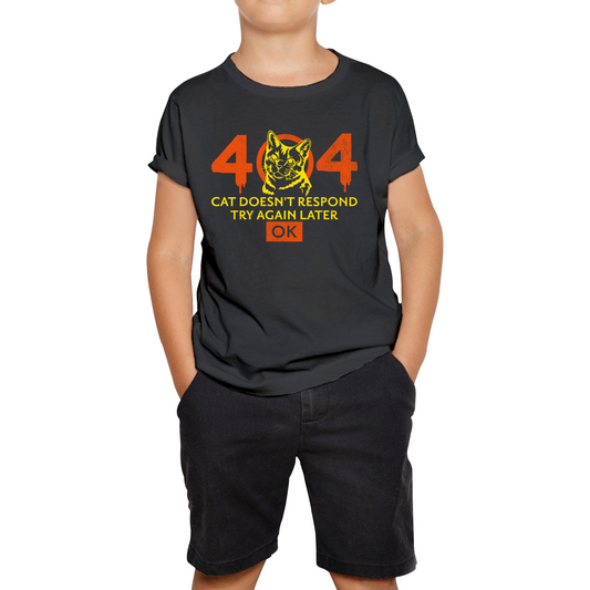 404 Cat Doesn't Respond Try Again Later Ok Cat 404 Error Funny Kitten Lovers Kids Tee