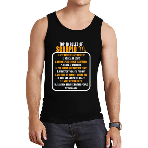 Top 10 Rules Of Scorpio Horoscope Zodiac Astrological Sign Facts Traits Give Respect Get Respect Birthday Present Tank Top