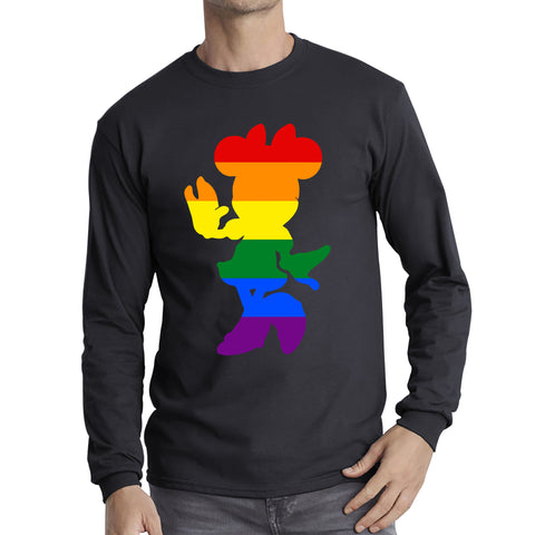 Disney Minnie Mouse Pride Disneyland LGBT Pride Month LGBTQ+ Rainbow Colours Disney World Long Sleeve T Shirt