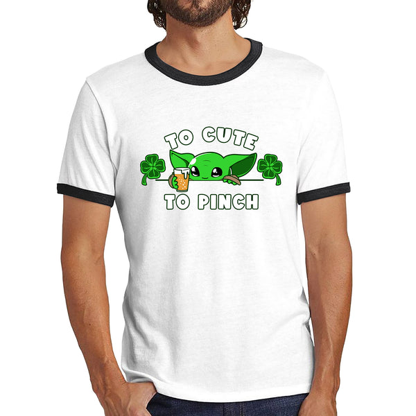 To Cute To Pinch Shamrock St Patrick's Day Green Irish Festival St Paddys Day Ringer T Shirt
