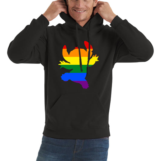Disney Ohana Stitch Pride LGBT Lilo & Stitch Comedy Cartoon Pride Month LGBTQ+ Rainbow Colours Unisex Hoodie