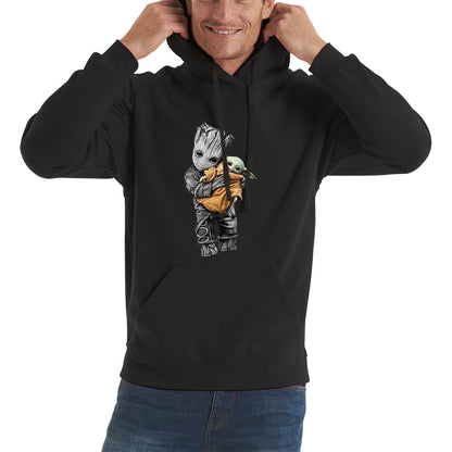 Baby Groot Holding Baby Yoda Avengers Hero Star Avenger Jedi Wars Star Wars Day 46th Anniversary Unisex Hoodie