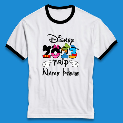 Personalised Disney Trip Your Name Disney Club Mickey Minnie Mouse Donald Hat Goofy Disney Vacation Ringer T Shirt