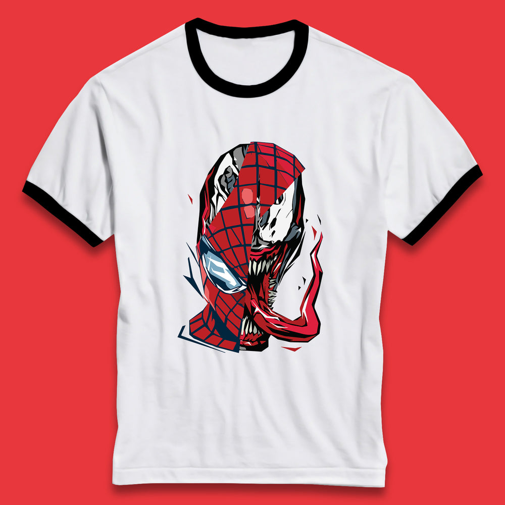 Marvel Spider-Man Maximum Venom Miles Morales Big Face Marvel Avenger Spider-Man & Venom Face Ringer T Shirt
