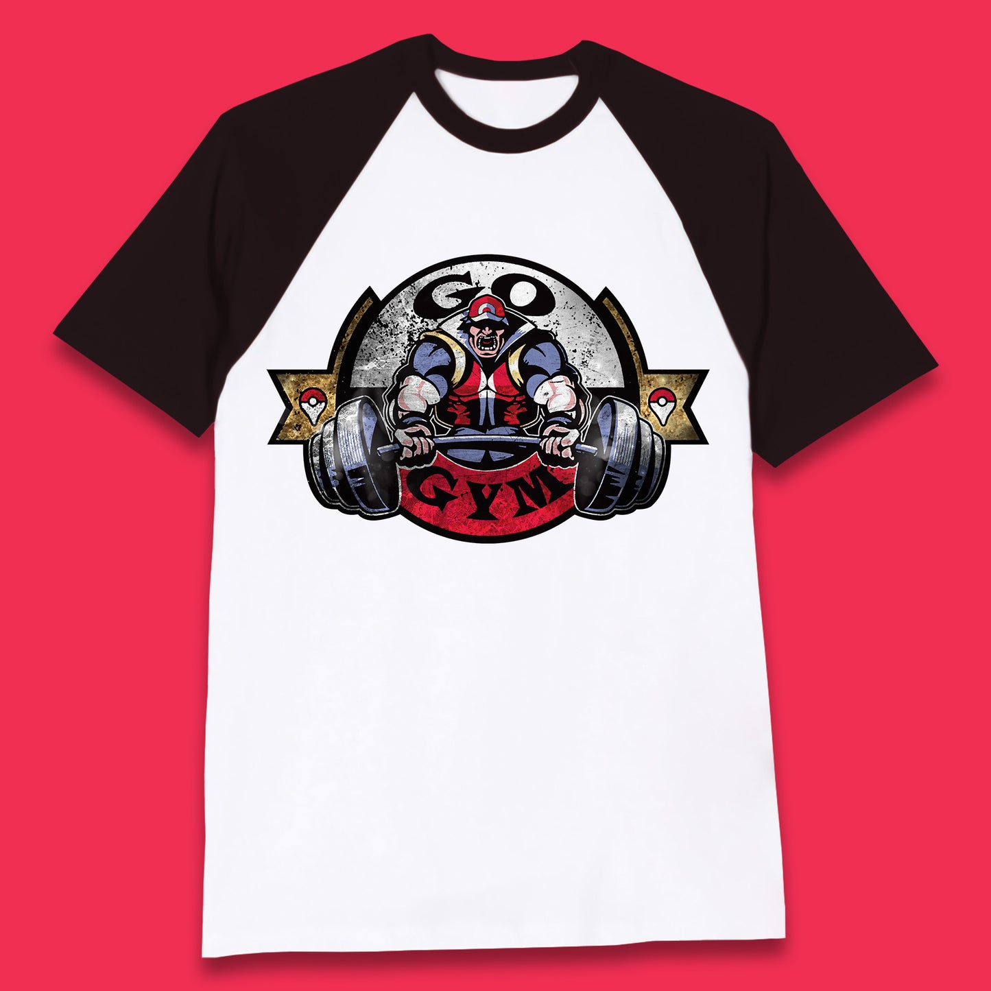 Pokémon Go Gym Funny Pokémon Gym Trainer Gamer Nerd Parody Gym Training Bodybuilding Workout Baseball T Shirt