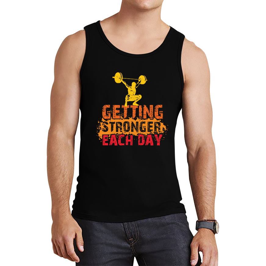 Getting Stronger Each Day Gym Training Workout Gym Lover Bodybuilding Weightlifting Fitness Motivational Tank Top