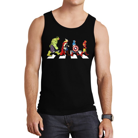Hulk Thor Captain America Iron Man Marvel Avengers Abbey Road Red Nose Day Tank Top. 50% Goes To Charity