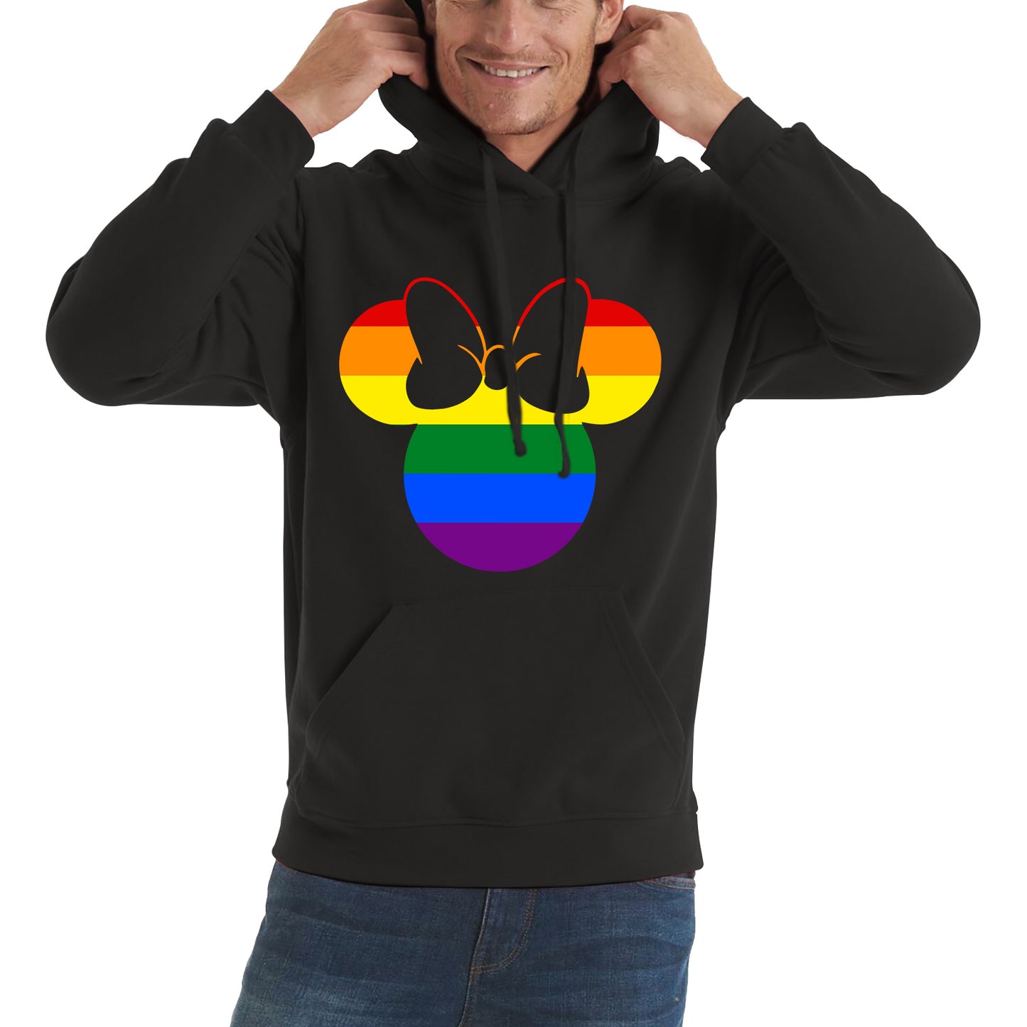 Disney Minnie Mouse Pride Disneyland LGBT Pride Month LGBTQ+ Rainbow Colours Disney World Unisex Hoodie