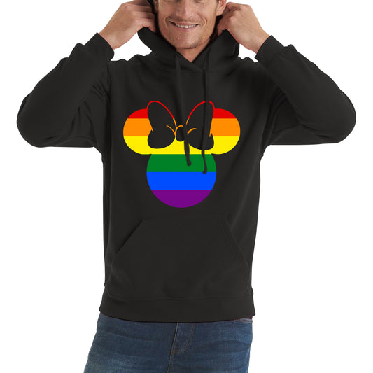 Disney Minnie Mouse Pride Disneyland LGBT Pride Month LGBTQ+ Rainbow Colours Disney World Unisex Hoodie