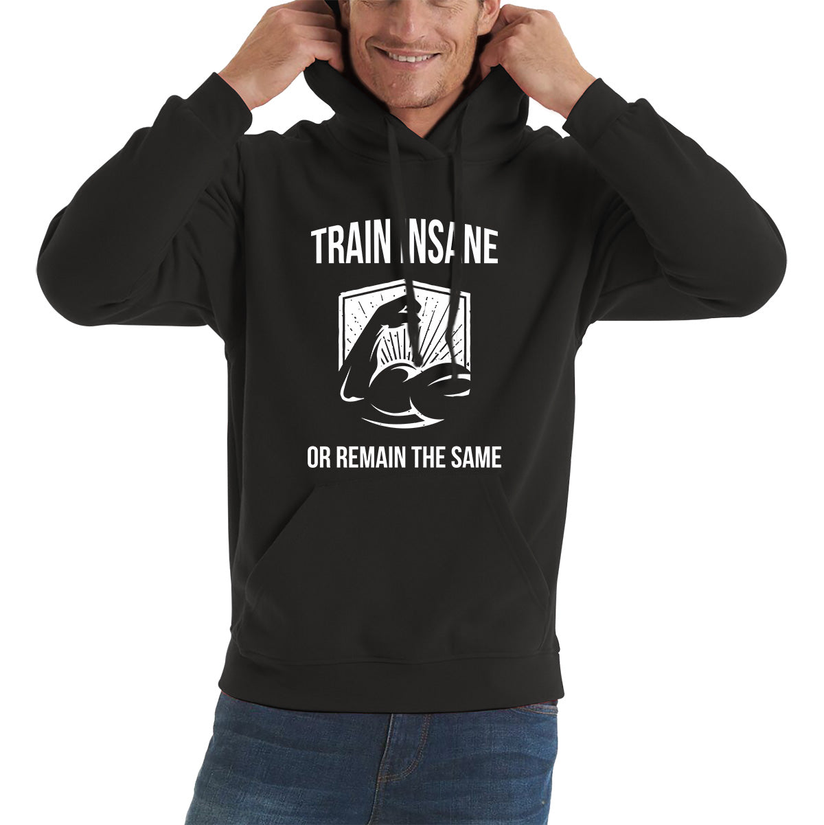 Train Insane Or Remain The Same Bodybuilders Gym Motivational Workout Muscular Bodybuilder Unisex Hoodie