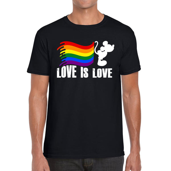 Love Is Love Disney Mickey Mouse Pride Flag Disneyland LGBT Flag Cartoon Pride Mens Tee Top