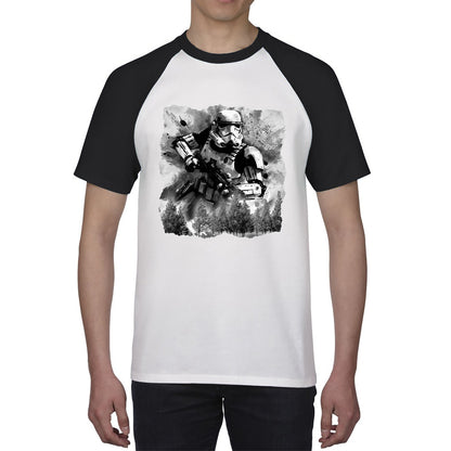 Hunter In The Forest Death Star Vintage Poster Graphic Movie Series Baseball T Shirt