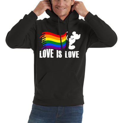 Love Is Love Disney Mickey Mouse Pride Flag Disneyland LGBT Flag Cartoon Pride Unisex Hoodie