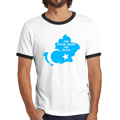 Free Uyghurs Muslims Free Xinjiang Freedom For Uygurs Uigurs East Turkestan Support And Freedom Ringer T Shirt