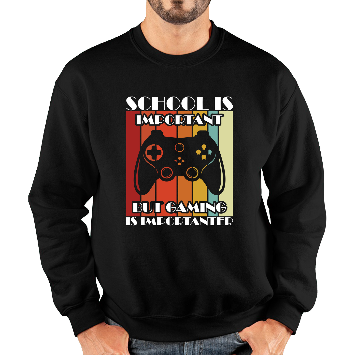 School Is Important But Gaming Is Importanter Gaming Controller Sweatshirt