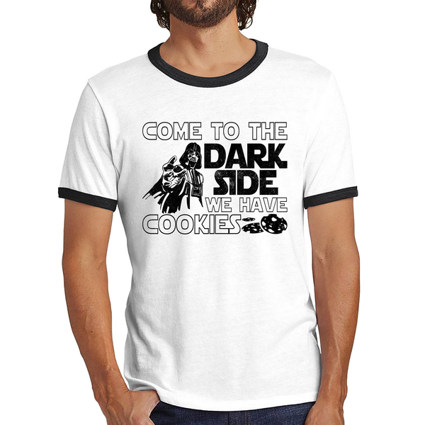 Come To The Dark Side We Have Cookies Disney Star Wars Quote Darth Vader Galaxy's Edge Ringer T Shirt