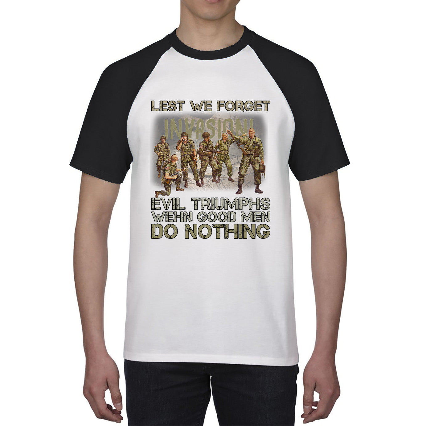 Lest We Forget Evil Triumphs When Good Men Do Nothing British Army Remembrance Day Veterans Day Baseball T Shirt