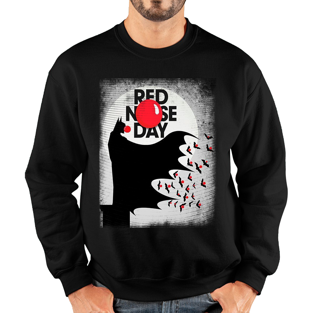 Batman Red Nose Day Adult Sweatshirt. 50% Goes To Charity