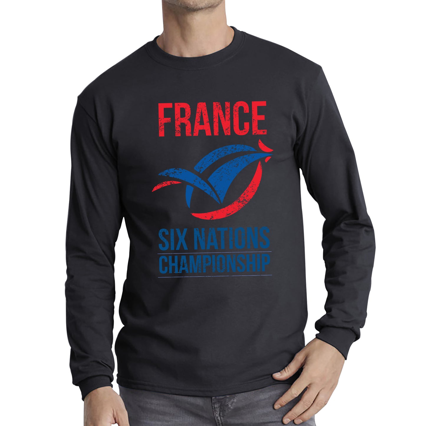 France Flag Logo Rugby Cup European Support World Six Nations Championship Long Sleeve T Shirt