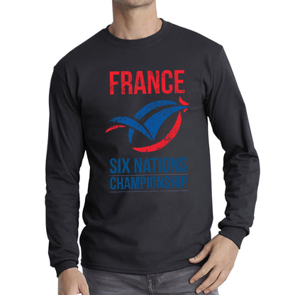 France Flag Logo Rugby Cup European Support World Six Nations Championship Long Sleeve T Shirt