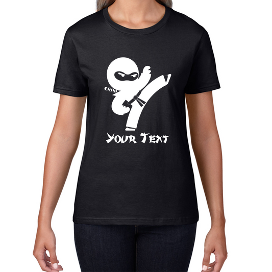Personalised Ninja Your Name Retro Ninja Warrior Martial Arts Judo Karate Womens Tee Top