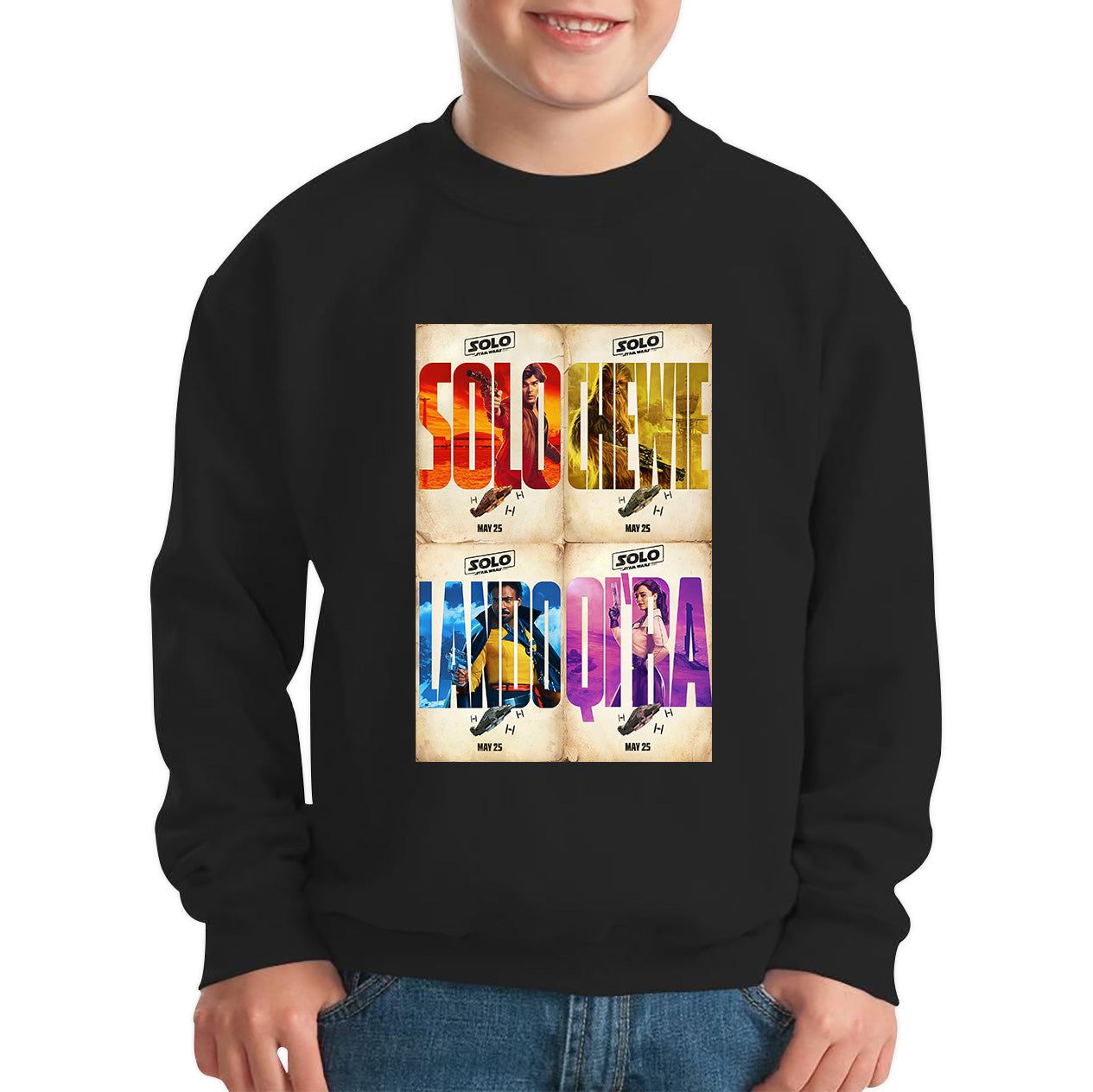 Solo A Star Wars Story Posters Solo Chewie Lando Qira Sci-fi Action Adventure Movie Characters Star Wars Galaxy's Edge Trip Kids Jumper