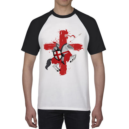 St George Day The Medieval Knight Saint Of England Celebrated On Saint Georges's Day Riding His Rearing Horse Baseball T Shirt