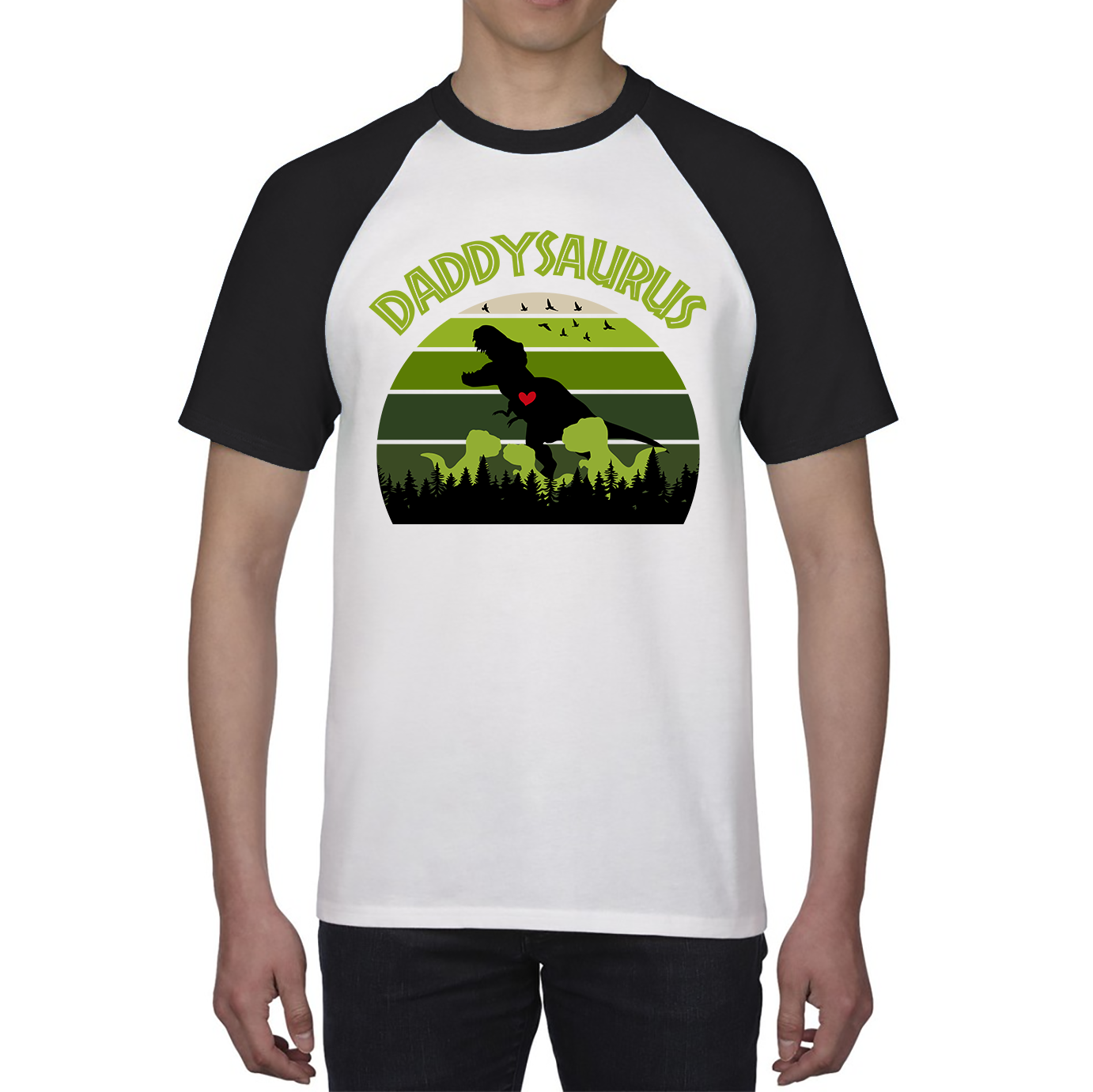 Daddy Saurus Funny T-Rex Fathers Day Vintage Dinosaur Dino World Animal Baseball T Shirt