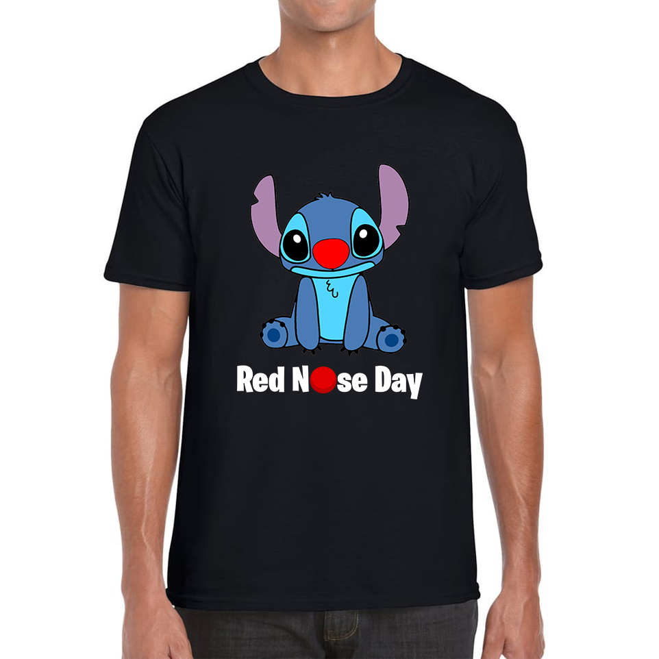 Ohana Disney Stitch Red Nose Day Adult T Shirt. 50% Goes To Charity