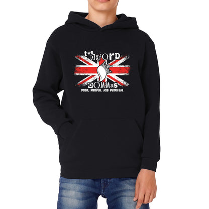 The Oxford Commas Push, Proper and Punktual Funny Grammar UK Flag Kids Hoodie