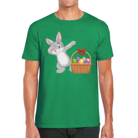 Dabbing Bunny With Eggs Basket Happy Easter Day Cute Rabbit Bunny Easter Day Mens Tee Top