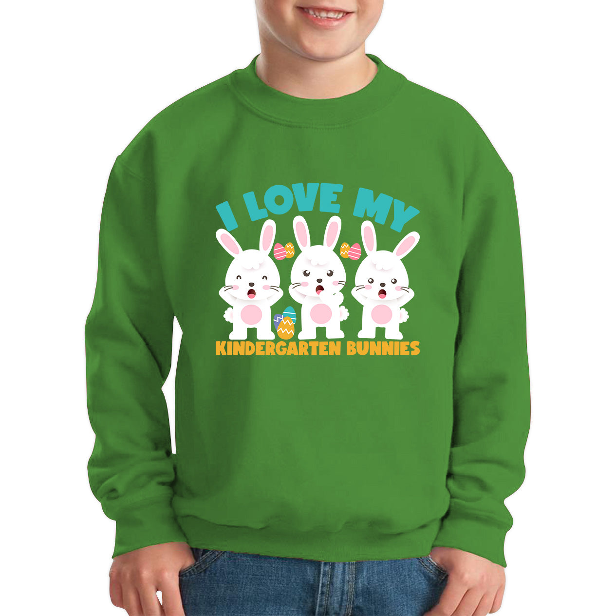 I Love My Kindergarten Bunnies Teacher Easter Bunny Teacher Back To School Kids Jumper