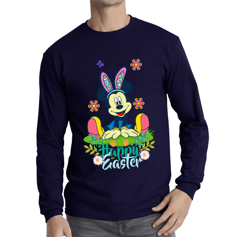 Happy Easter Mickey Mouse Bunny Easter Bunny Happy Easter Day Disney Land  Long Sleeve T Shirt