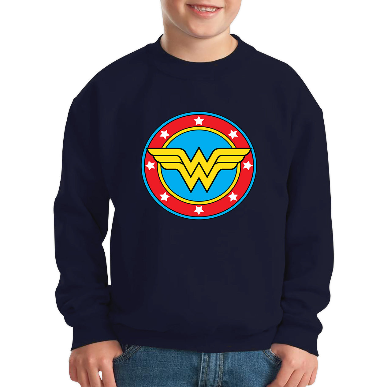 Wonder Woman Shield Logo Superhero Wonder Girl Comic Book Character Super Woman Kids Jumper