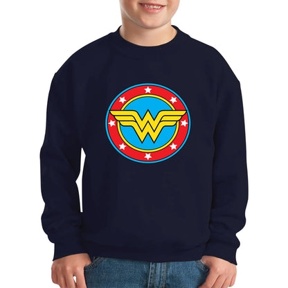 Wonder Woman Shield Logo Superhero Wonder Girl Comic Book Character Super Woman Kids Jumper