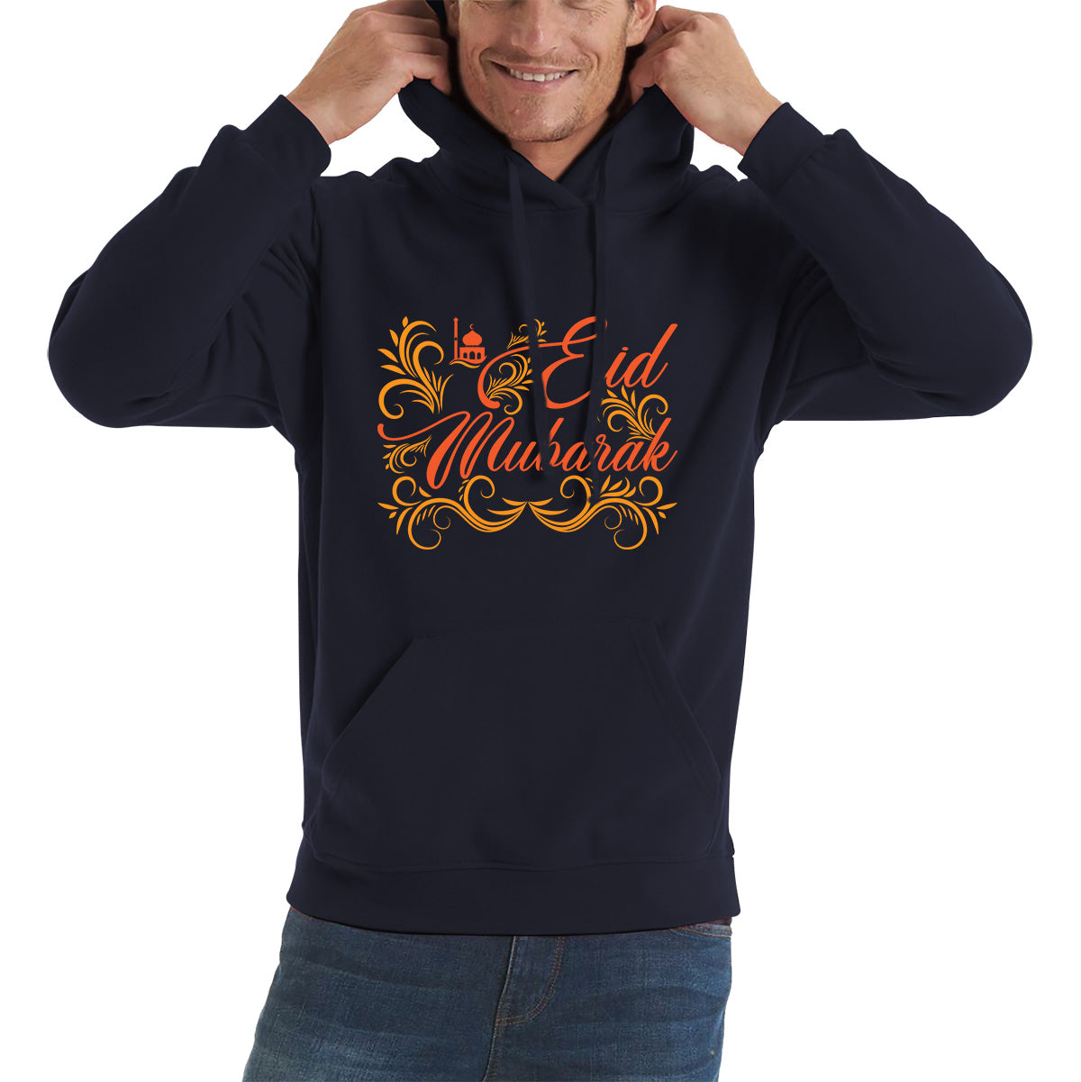 Happy Eid Mubarak Muslims Festival Islamic Religious Fasting Month Celebration Holy Month Adult Hoodie